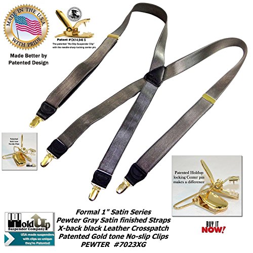 Image of Hold-Up Formal Series Men's X & Y-Back Suspenders with No-Slip Clips | Available in traditional X-back and Y-back styles for business, formal, and dress occasions.