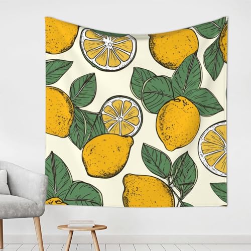 LHDGBWC Tapiz con patrón de fruta de limón para dormitorio, decoración de pared, tapices estéticos, 152 x 101 cm, decoración de pared, pósteres, tapiz bohemio para sala de estar, dormitorio