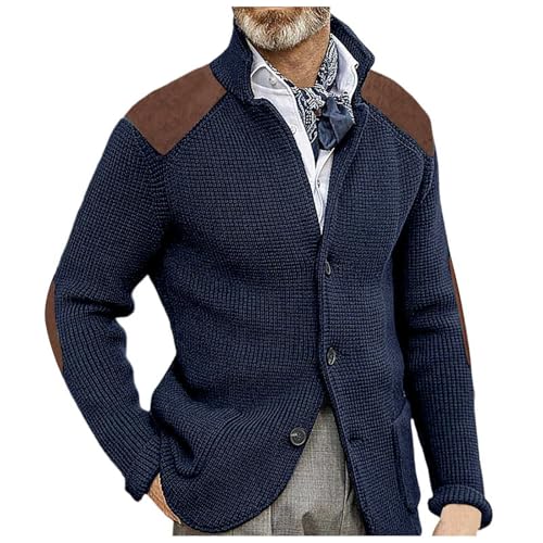 Cardigan de punto con botones para hombre chaqueta elegante con cuello chal
