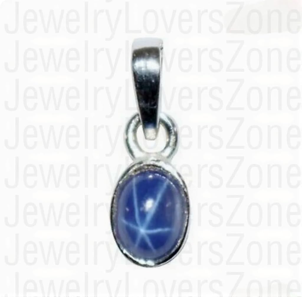 Women’s Blue Star Sapphire Pendant 925 Sterling Silver Oval Gemstone Necklace Elegant Celestial Jewelry, Gift for Anniversary