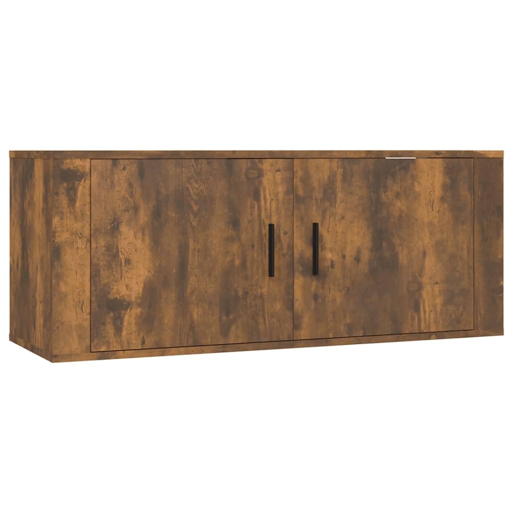TV-Wandschrank Räuchereiche 100x34,5x40 cm, schwebendes TV-Möbel, Holzwerkstoff, Wandkonsole für Wohnzimmer, Media Center