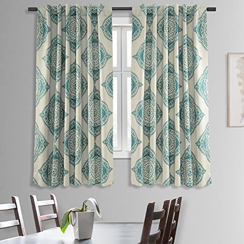 HPD Half Price Drapes Printed Room Darkening Curtains 50 X 63 (1 Panel), BOCH-KC27A-63, Henna Teal, W 50" x L 63" (1 Panels) - Image 3