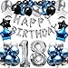 sancuanyi 18e Décorations de Fête en Bleu Noir, 18 Décorations d'anniversaire pour Garçons et Filles 18ème Joyeux Anniversaire Bannière Latex Ballon Fête d'anniversaire de 18 Ans Déco Set