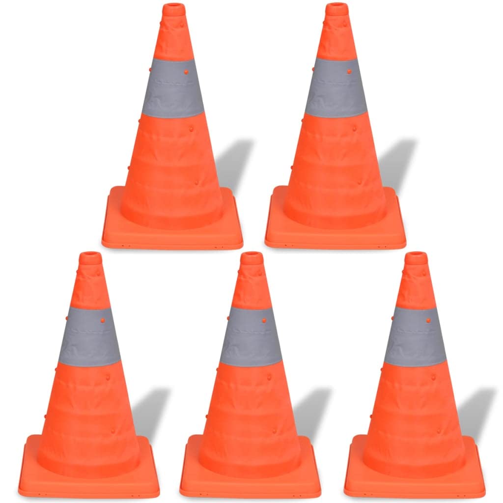 vidaXL Ensemble de 5 Cônes de signalisation rétractables pliables 42 cm Orange