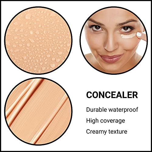 2Pcs Hydrating Liquid Concealer Serum For Women,Lightweight Warm Peach Cream Concealer,Oil-Free Moisturizing Foundation For Corrects Tattoo Cover Up,Waterproof (Fair Beige) #TOP3