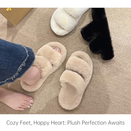 Fuzzy Cute Open Toe Fluffy Warm Slippers Comfy Autumn Winter Slippers, Cozy Plush Winter Indoor Outdoor2