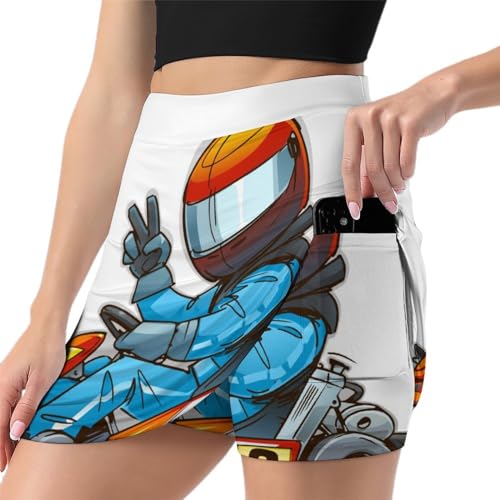 Jupe de tennis femme avec short et poche intégrée pour course et golf