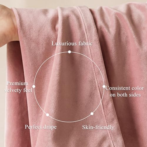 Image of Dusty Pink Velvet Curtains for Girls Bedroom, W52 x L120, 2 Panels | Room Darkening, Back Tab Decoration, Thermal Window Drapes, Privacy & UV Protection for Bedroom, Nursery, Girls Room