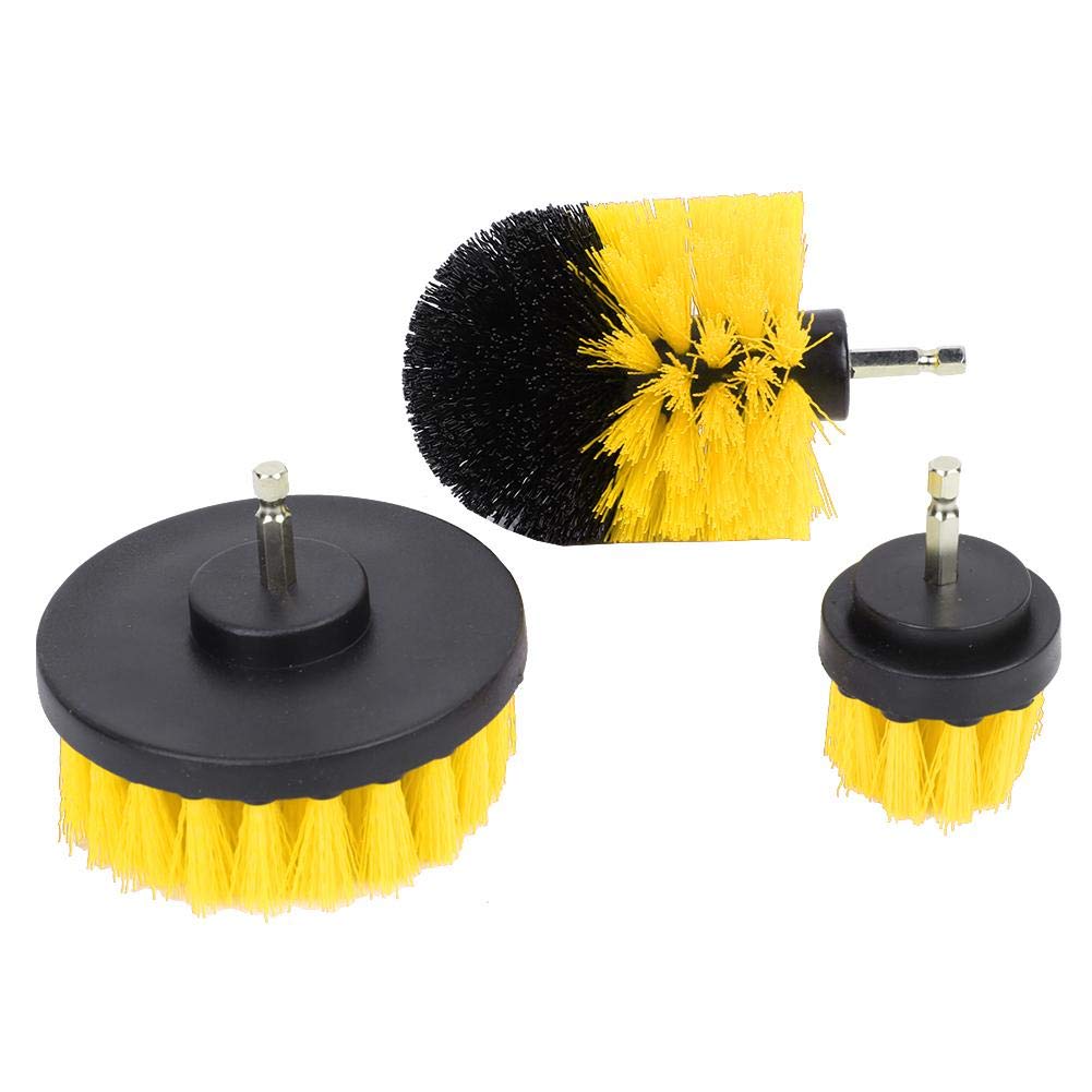 Scrub Brush Set 3 Pieces Nylon Power Scrubber with Quarter Inch Shaft Electric Drill Brush Kit for Bathroom