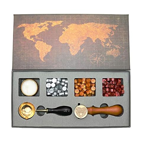 BITEYI Wax Seal Stamp Set,Wax Seal Kit with Sealing Wax Beads,Brass Seal Stamp,Melting Spoon,Candle,Gift Box Set (Love) Cover