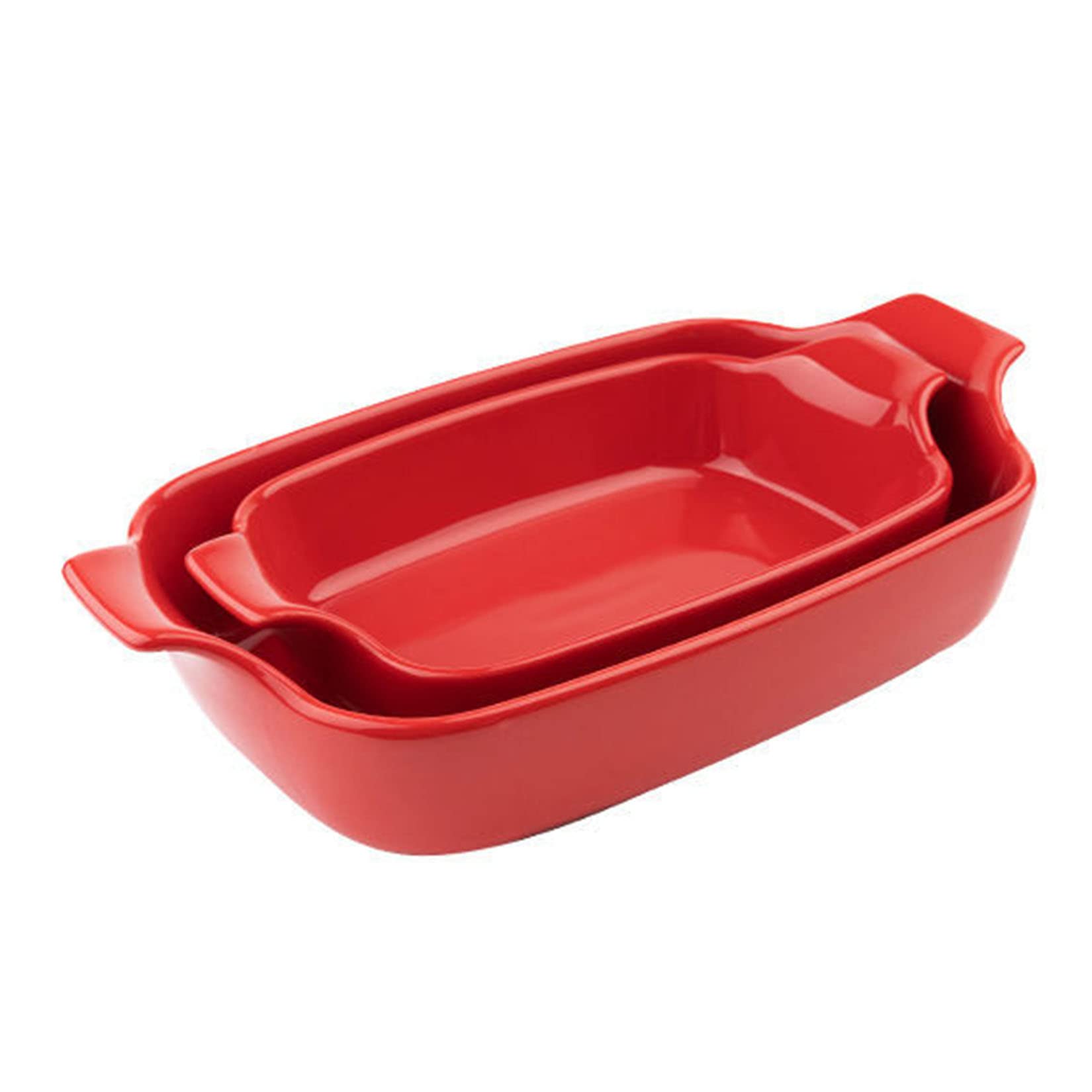 Porcelain Deep Dish Pie Pan Rectangular Set of 2, Cute Porcelain Pie Plate for Baking, Porcelain Pie Baking Dish for Thanksgiving And Christmas Dinner,Red