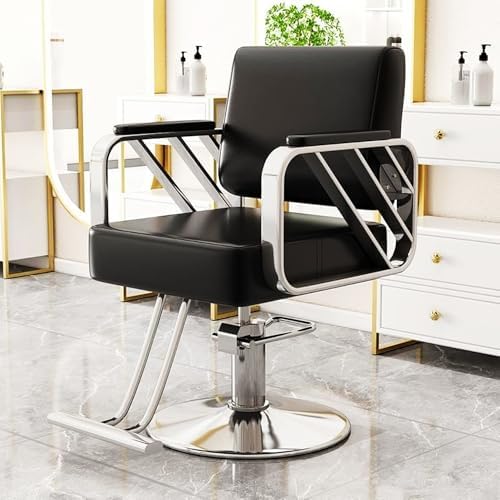 Professional Salon Chair for Hair Stylists & Barbers - Height Adjustable, 360° Swivel, Hydraulic Pump with Footrest, Gray - Ideal Beauty Spa Equipment