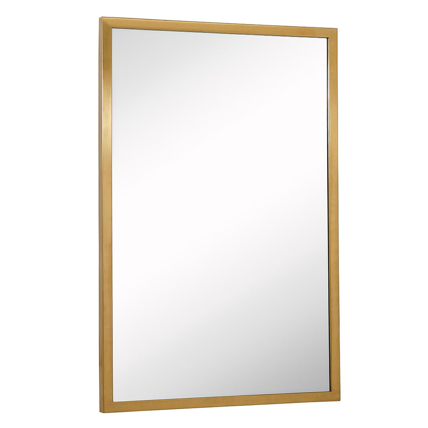 Hamilton Hills 24x36 inch Brushed Gold Metal Frame Full Length Mirror | Commercial Industrial Contemporary Rectangle Mirrors | Wall Mounted Mirror for Bathroom Vanity | Hangs Horizontal & Vertical