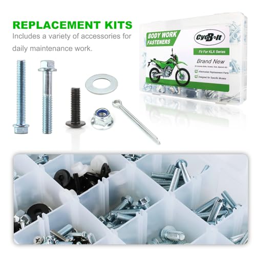Image of 330PCS Body Work Bolt Kit Fit for KLX250 KLX300 KLX650 KLX250S KMX 125 KMX 200 KLX150 KLX230 KLX300R KLX400R KLX450R KLX110 KLX125 KLX140RL Mororcycle Body Engine Fender Fasteners Bolts Set