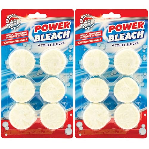 Power Bleach Toilet Blocks, Cistern Blocks, Bleach Toilet Tablets 2 X 6 Pack