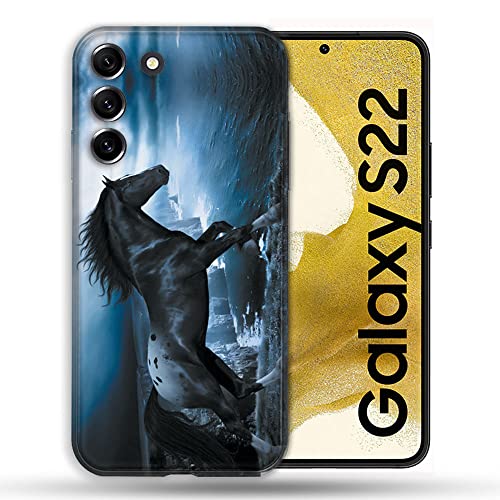 Coque Samsung Galaxy S22 Cheval Noir idéale pour passionnés d'équitation
