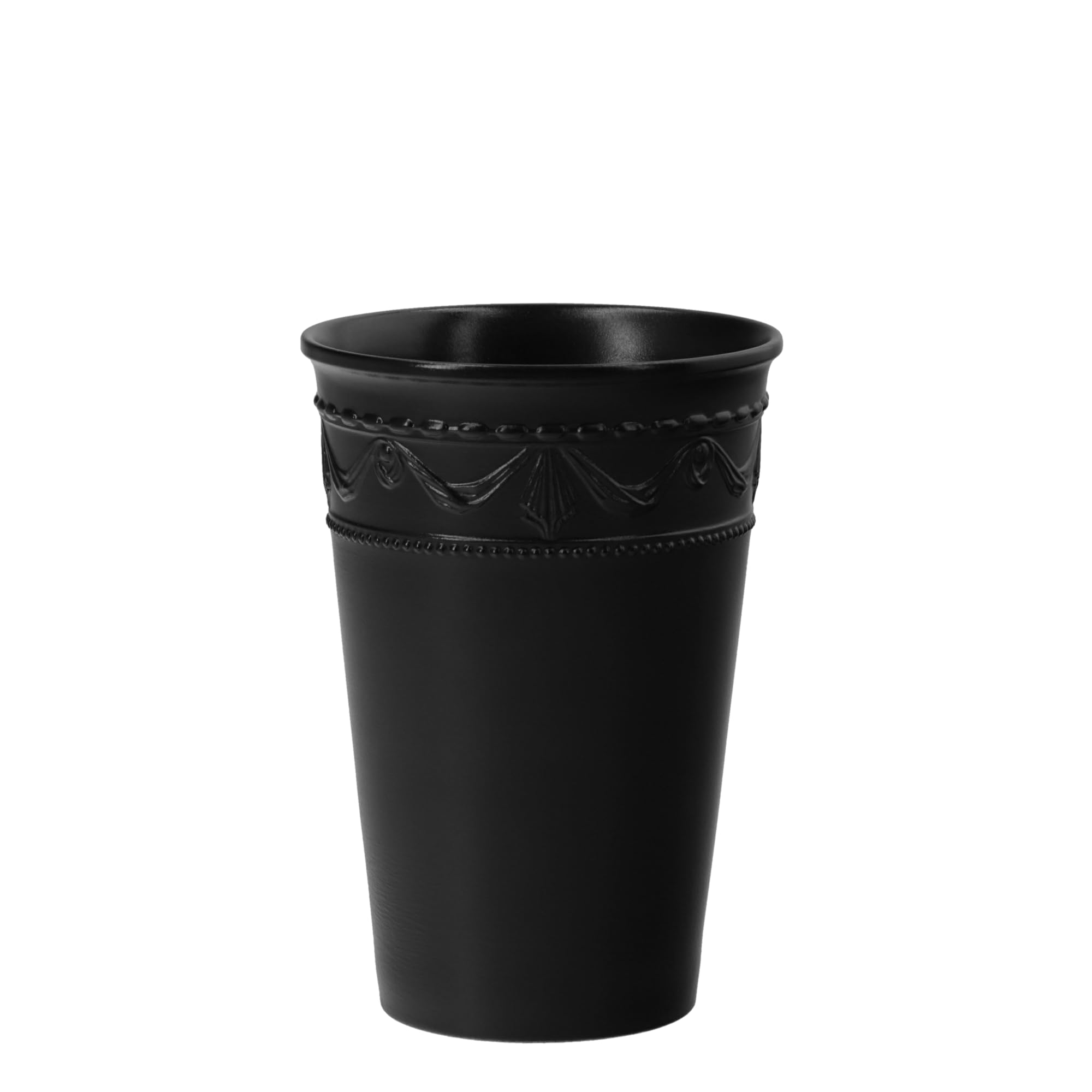 KPM Berlin KURLAND NOIR Duo-Set 8-teilig aus Bechern 350ml, Bowls 700ml, kleinen 20cm und großen Tellern 26cm handmade, matt-glänzend schwarz im Geschenkkarton