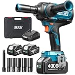Seesii Impact Wrench 1600Nm(1180ft-lbs), Brushless Motor 2300 RPM Impact Driver, 1/2 High Torque Impact Wrench with 2X 4.0 Ah Battery & 5 Stockets, Cordless Impact Gun for Automotive, DIY