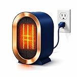 ME JO 1200W Retro Portable Plug In Electric Space Heater – Fast Heating Energy Efficient Ceramic Fan Heater, Small & Quiet Indoor/Outdoor Heater for Bedroom, Office & Camping – UK/USA Plug | Blue