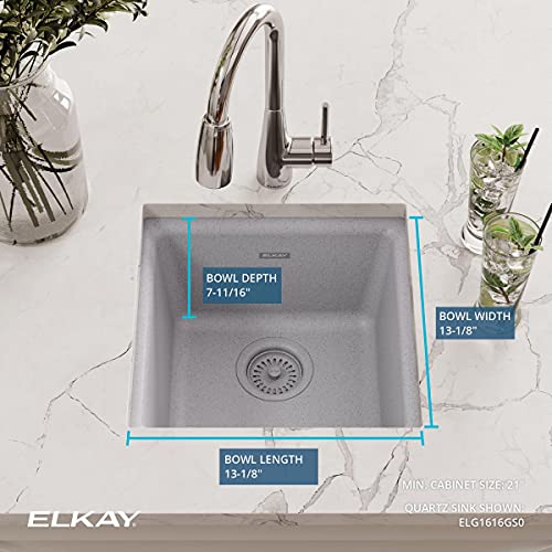 Elkay Quartz Classic Elg1616Gs0 Greystone Single Bowl Dual Mount Bar Sink #TOP3