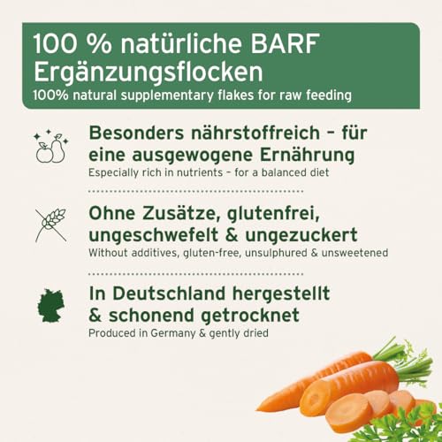 AniForte Barf Zusatz für Hunde Früchte und Gemüse mit Kräutern 1kg - Naturprodukt, Barf Ergänzungsfutter, glutenfrei, Flocken ohne künstliche Zusätze, 100% Natur Ergänzung barfen, Futter