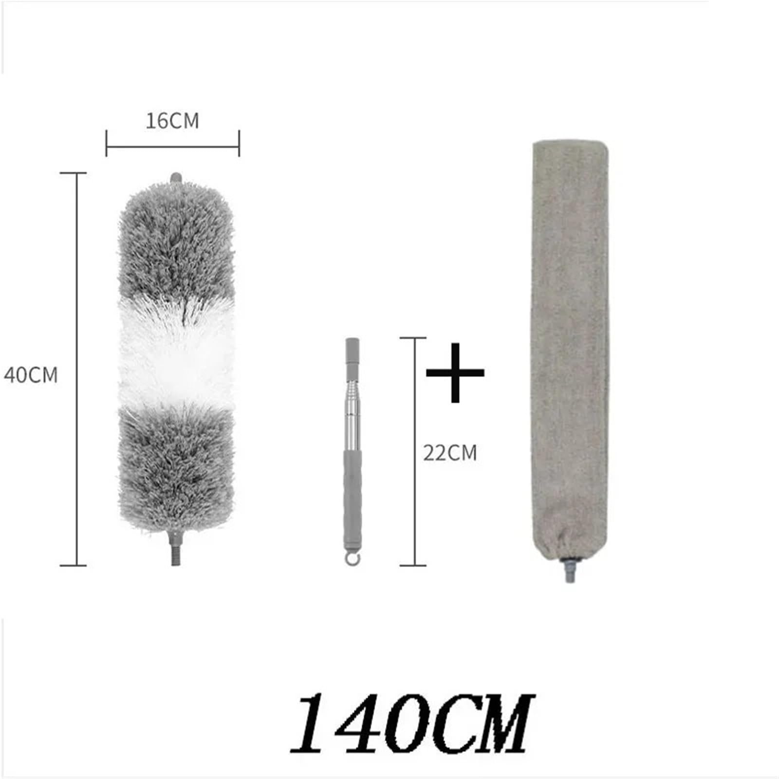 Staubwedel Haushalts-Teleskop-Mikrofaser-Gap-Duster mit langem Griff, Mopp, Auto-Möbel-Reinigungswerkzeug(Gray-White-140-Set1)