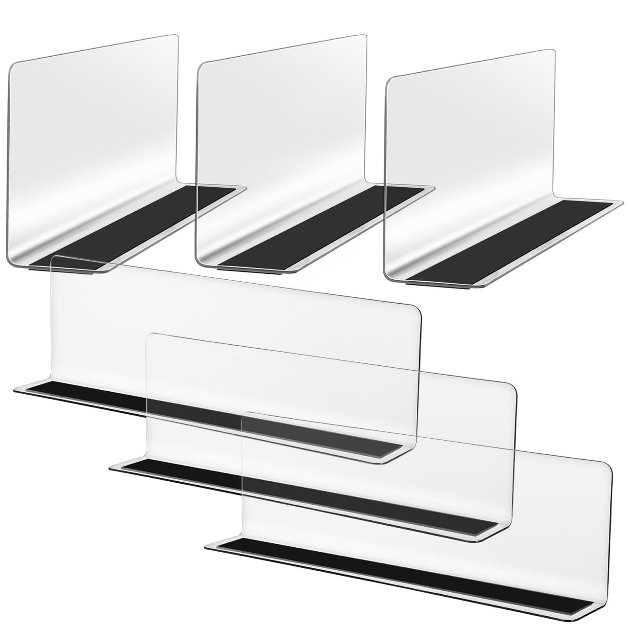 ULTECHNOVO 6Pcs Clear Plastic Shelf Dividers 7.9 X 2.4 X 2.4 Inch L-Shaped Partition Boards for Supermarket Grocery Organization Kitchen Bedroom Office Storage