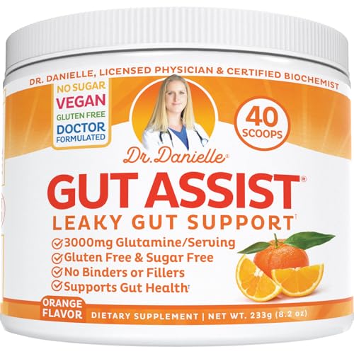 Gut Assist Leaky Gut Support Powder (Orange Flavor) | 40-Servings with L-Glutamine, Arabinogalactan, Licorice Extract, and More! Doctor Crafted Botanical Formula by Dr. Danielle
