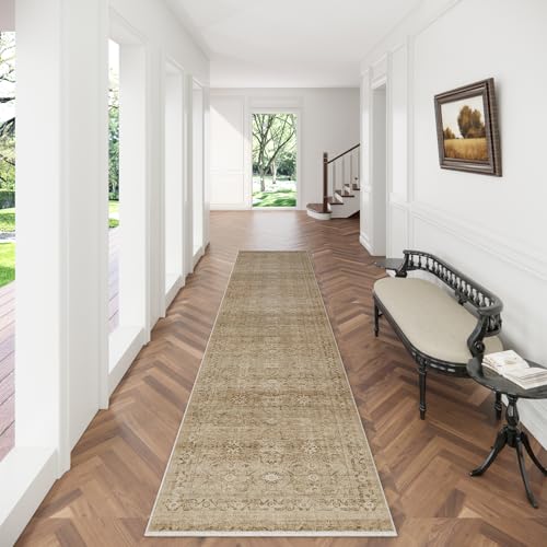Runners for Hallways Kitchen Runner Rugs: 2'x 10' Washable Runner Rug Non Slip Long Floor Rug with Rubber Backing Faux Wool Distressed Soft Carpet Runners for Entryway Indoor Foyer Bedroom Farmhouse