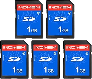 INDMEM SD Card 1GB (5 Pack) Class 4 Flash Memory Card MLC Stanard Secure Digital Cards Camera Cards