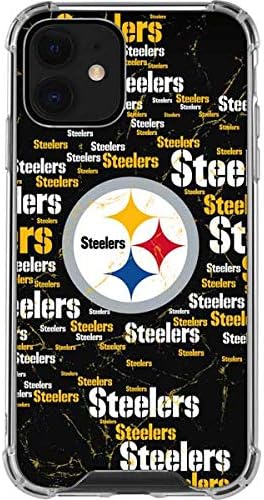 Skinit Clear Phone Case Compatible with iPhone 12 Mini - Officially Licensed NFL Pittsburgh Steelers Black Blast Design