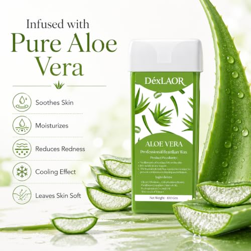 Image of Women Liposoluble Soft Wax Refill Roll-on Cartridge for Full Body Waxing Hair Removal (Aloe Vera)