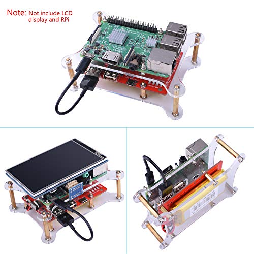 Kuman Fuente de alimentación de Batería de litio con placa de expansión con interruptor + cable micro USB + 2 capas de Acrílico de la Junta para Raspberry Pi 3 Modelo B, Pi 2 Modelo B y Pi 1 Modelo B + A + A KY68C