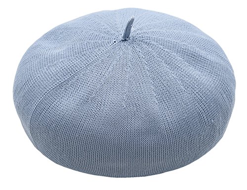 Joyhy Women's Solid Summer Breath Knitted Artist French Beret Hat Sky Blue #TOP9