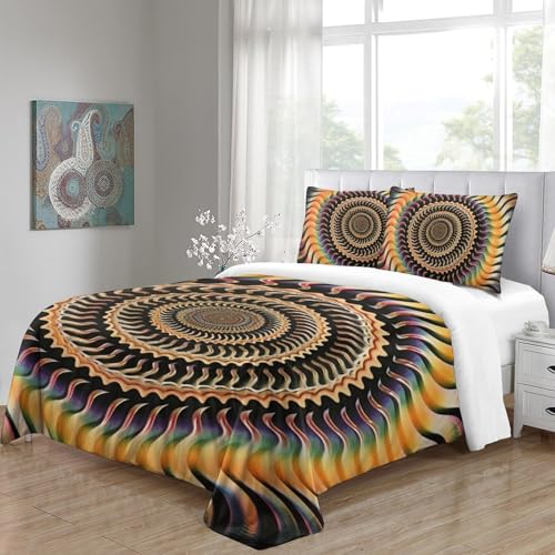 Housse de couette 200x200cm anti-plis en microfibre douce 3D - 5