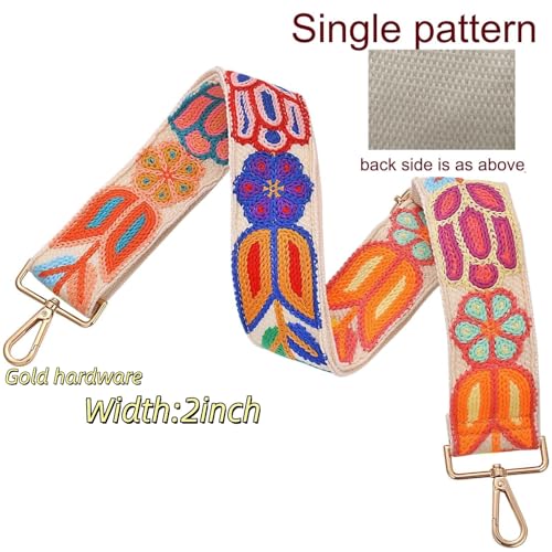 Image of Crochet Flower Purse Strap,Knit Wide Replacement Crossbody for Shoulder Strap Bag Adjustable 2inch Guitar Strap