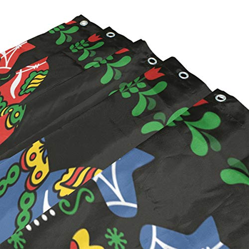 Zasłona prysznicowa z koniem Dala, łazienka prysznic szwedzki Dala Folk zasłony tkanina wodoodporna do łazienki wystrój domu 150 x 180 cm z 12 haczykami