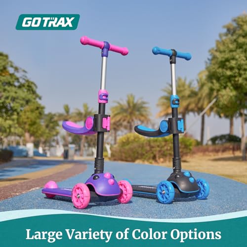 Image of Gotrax KS3 Pro Folding Kick Scooter for Kids, One Key Removable Seat & 3 Extra Wide PU Light-Up Wheels and Anti-Slip Deck, Adjustable Height Handlebar and Lean-to-Steer Scooter for Children Aged 2-8