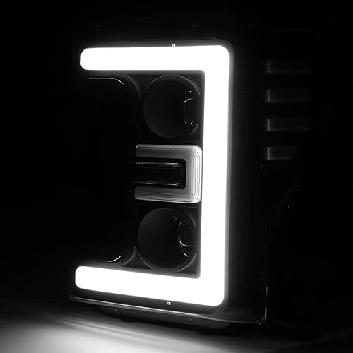 Miniatura 3 de DNA MOTORING HL-LB-F25018-BK-CL1 Faros delanteros de doble proyector negros con LED DRL compatible con F-250 F-550 SD 17-19