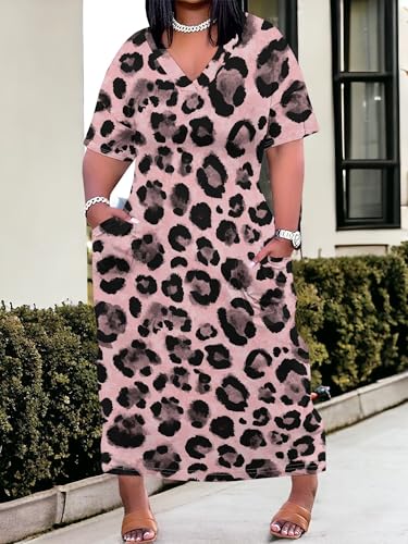 Image of SUZONANA Plus Size Dresses for Curvy Women African Print American Dress Summer Outfits Casual Loose with Pocket