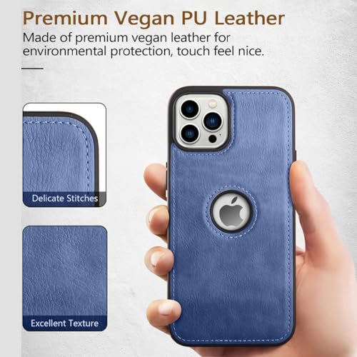 Image of KARWAN️ Genuine Leather Finish iPhone 16 Pro Max Back Cover Case |Shockproof Design |Raised Edges for Camera & Screen Protection |Super Soft - Touch |Leather Case for iPhone 16 Pro Max - Blue