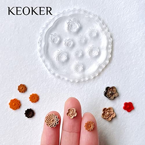 Keoker Flower Polymer Clay Molds - 4 Pcs Flower & Leaf Polymer Clay Molds For Jewelry Making, Daisy Miniature Clay Molds, Polymer Clay Molds For Polymer Clay Earrings Decoration (Mini Flower & Leaf) #TOP5