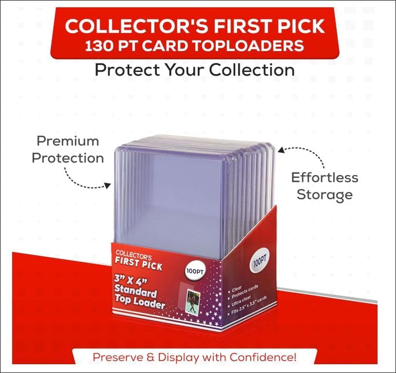 100pt Top Loader Pack - 10 Pieces Per Pack - Trading Card Storage Protection - for Thick Baseball, Football, Basketball, Hockey and Memorbilia Card