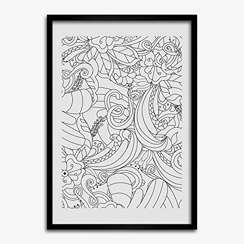 Affiche 50x70 cm Peinture Tableau Moderne avec cadre de photo en bois MDF Tulup Zentangle