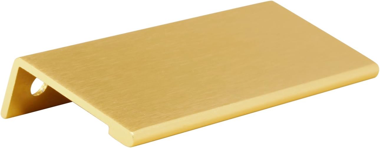 Rok 25 Pack Hardware 3-5/32 (80 mm) Modern Style Finger Edge Pull 3-15/16 (100 mm) Length Aluminum Metal Brushed Satin Gold Finish Home Kitchen Door Drawer Cabinet Handle P898980SG