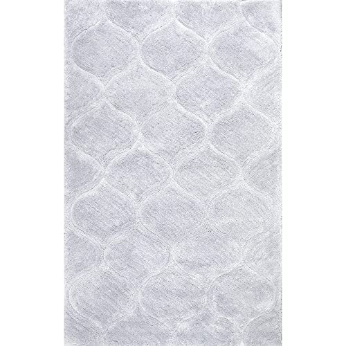 Image of Super Ultra Modern Soft Shaggy Handcrafted Anti-Skid Silk Touch Carpet, Size 6x9 Feet, Color Silver