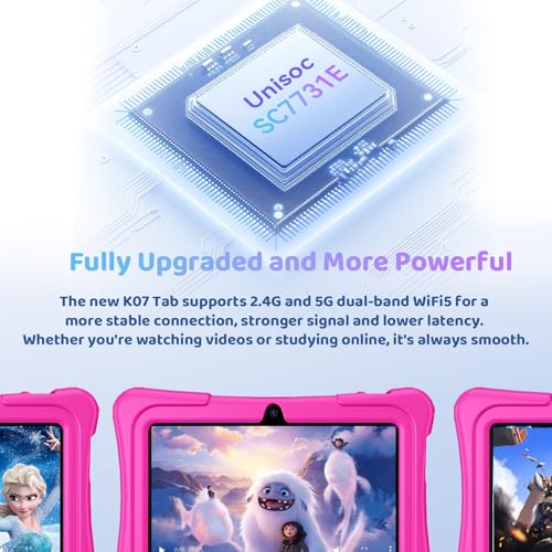 Image of Kids Tablet, 7 Inch Android 15 Tablet for Kids, 8GB+32GB 1TB Expanding, Quad Core Toddler Tablets with Shockproof Case, BT5.0, WiFi 5, Parental Controls, Games, Dual Camera (Rose)