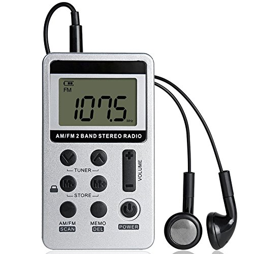 YZCX Radio Pequeña Portatil, Mini Radio de Bolsillo Pocket Am/FM 2 Bandas de Radio Estéreo DSP...
