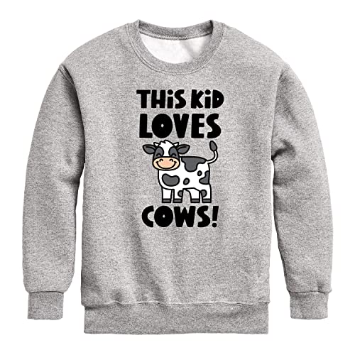 Instant Message - This Kid Loves Cows - Toddler & Youth Crewneck Fleece Sweatshirt