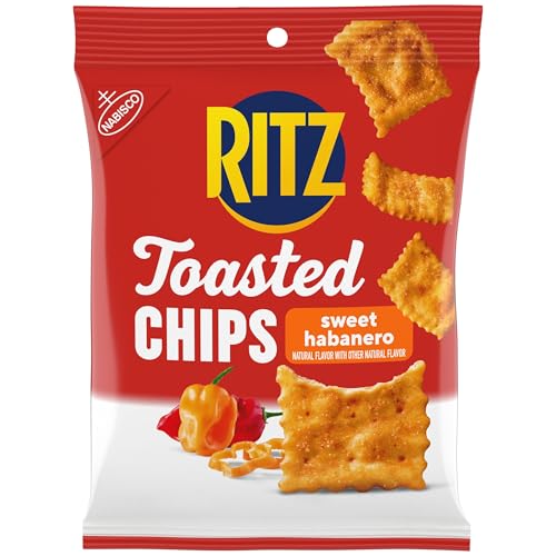 RITZ Toasted Chips Sweet Habanero Crackers, Individual Snacks, 2.5 oz Snack Pack